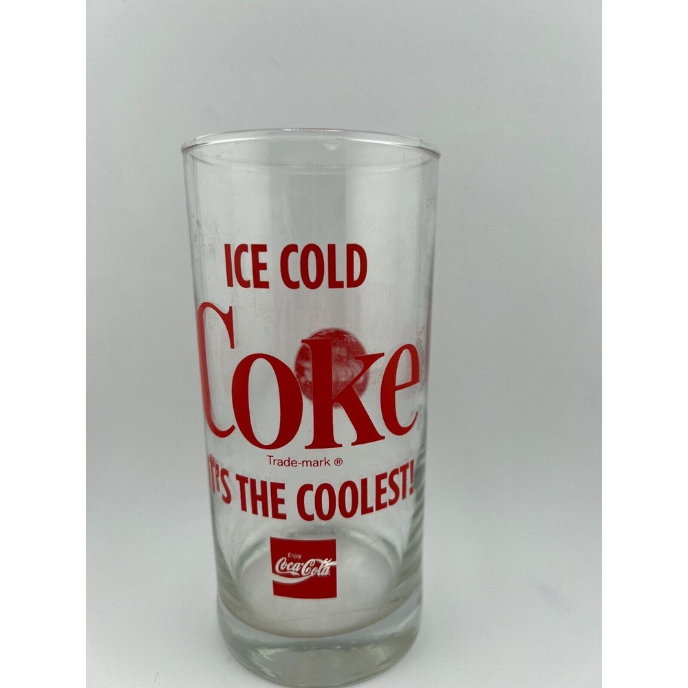 Vintage Coca-Cola Ice Cold Coke It's‎ The Coolest Drinking Glass - 6" Tall